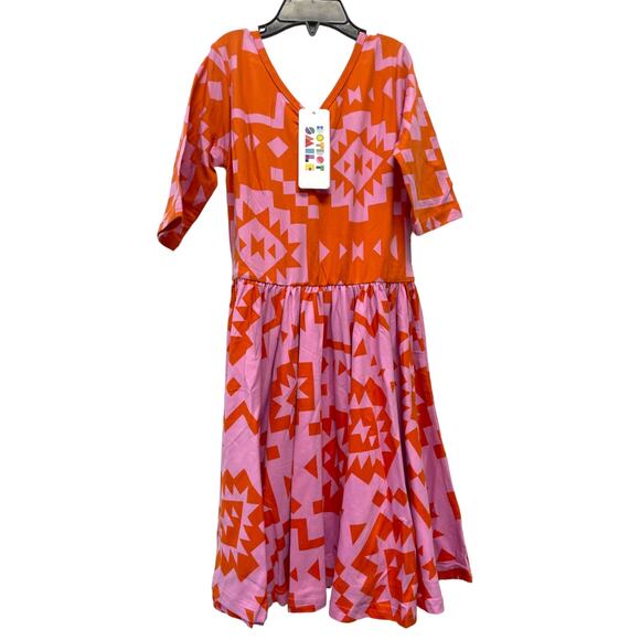 Dot Dot Smile NWT Girls' 7 Orange Pink Aztec Pattern Ballerina Dress - Picture 1 of 4